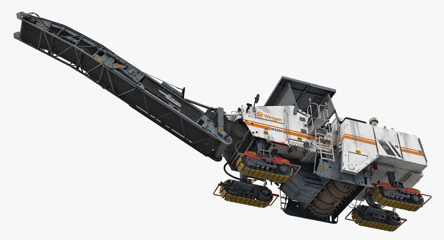Dirty Asphalt Milling Machine Wirtgen 3D model_4