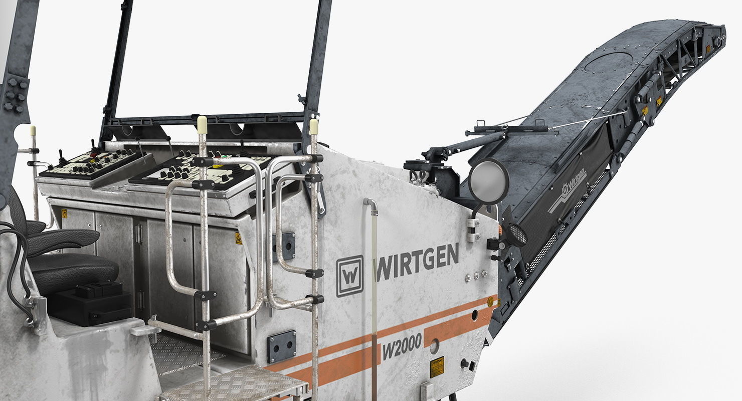 Dirty Asphalt Milling Machine Wirtgen 3D model_6