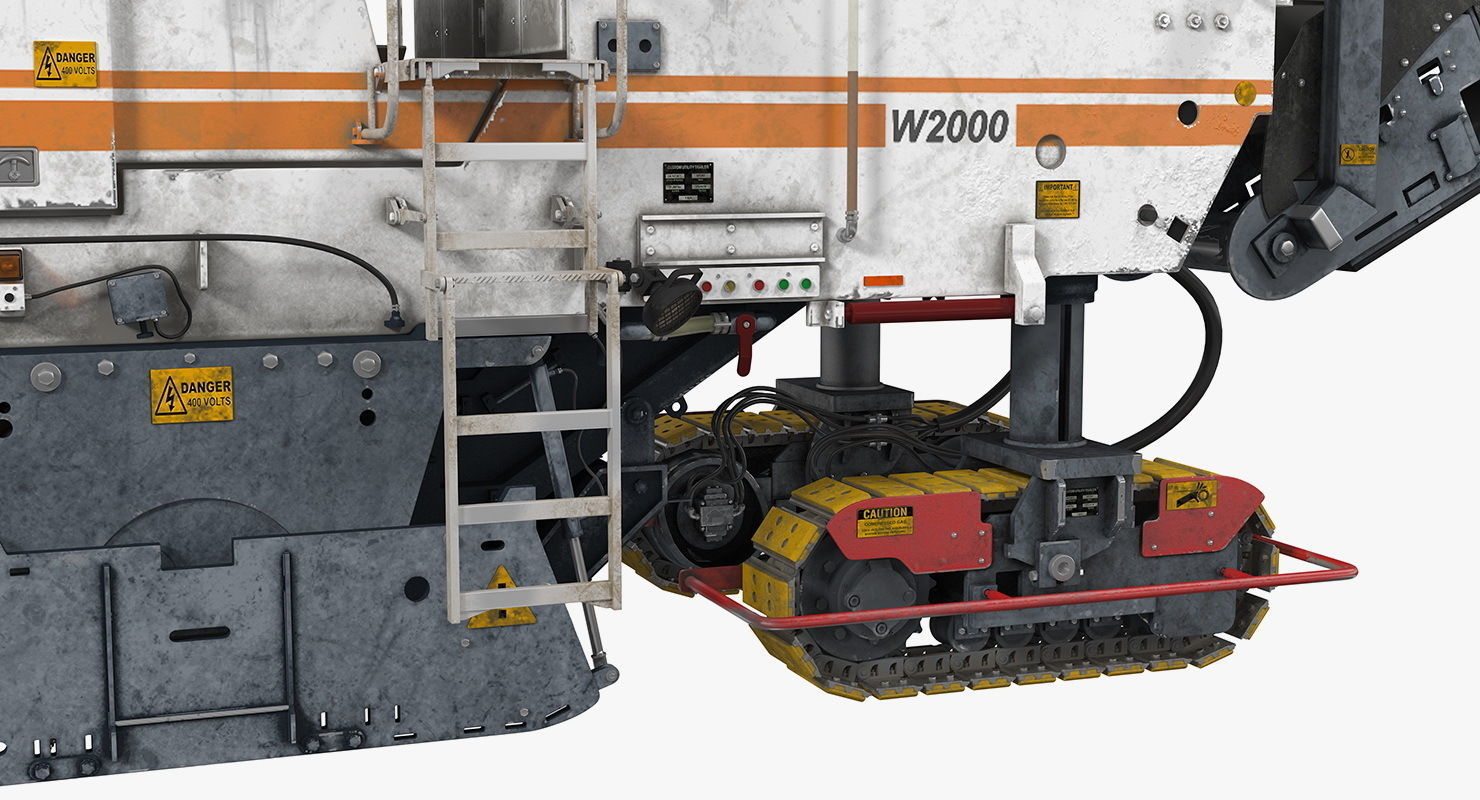 Dirty Asphalt Milling Machine Wirtgen 3D model_13