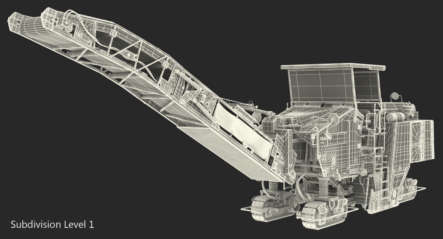 Dirty Asphalt Milling Machine Wirtgen 3D model_20