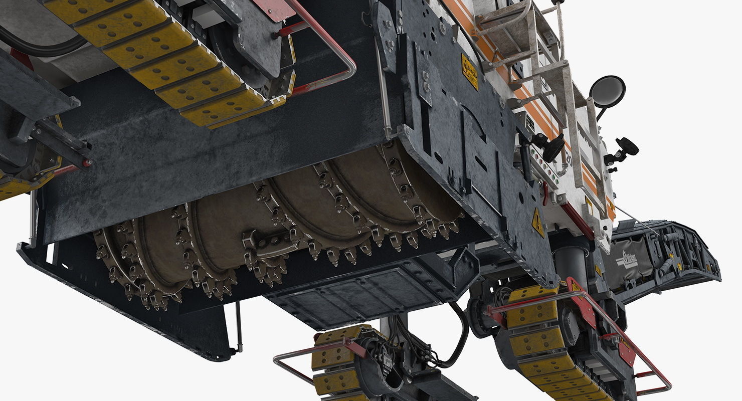 Dirty Asphalt Milling Machine Wirtgen 3D model_10