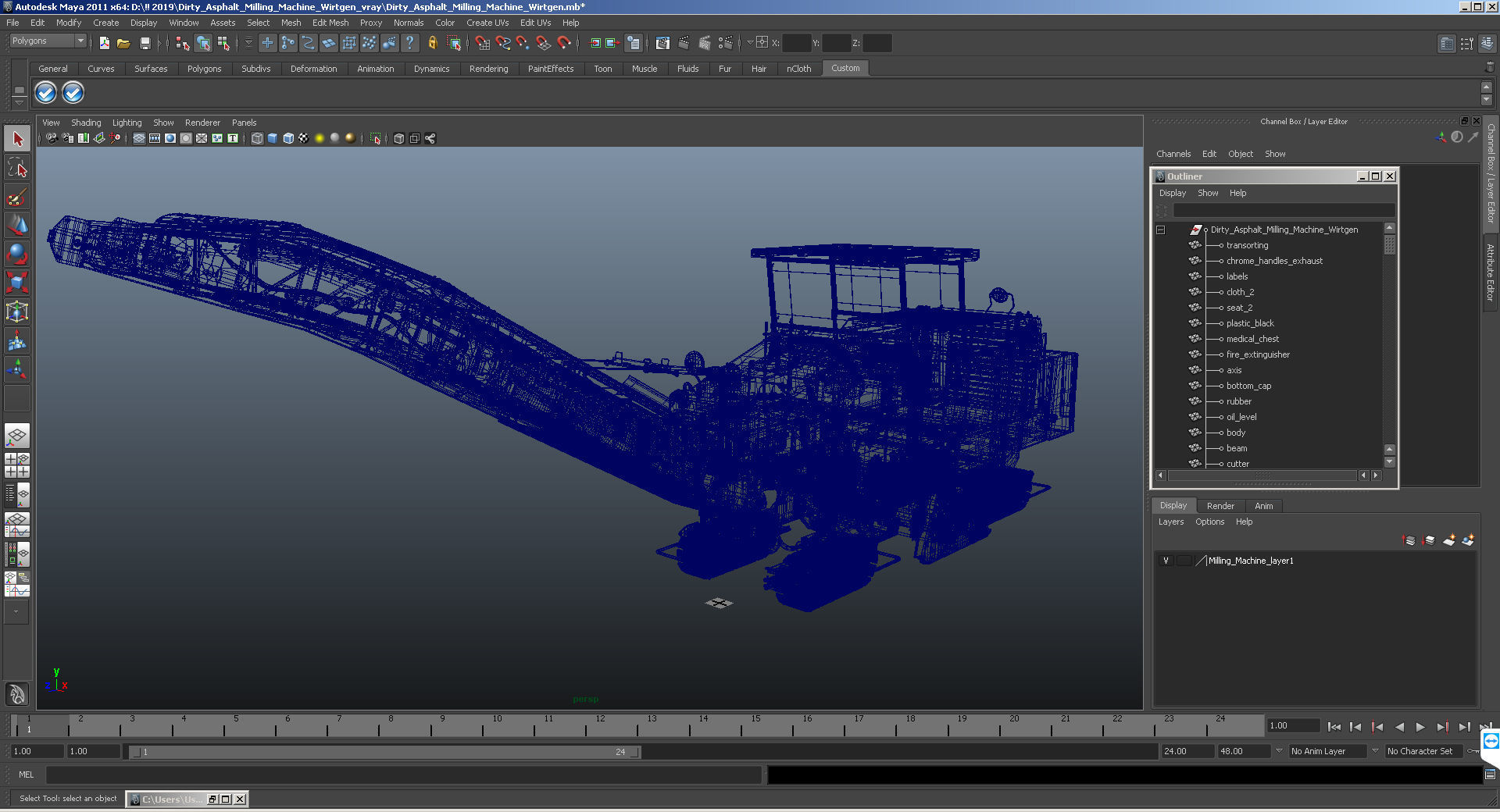 Dirty Asphalt Milling Machine Wirtgen 3D model_24