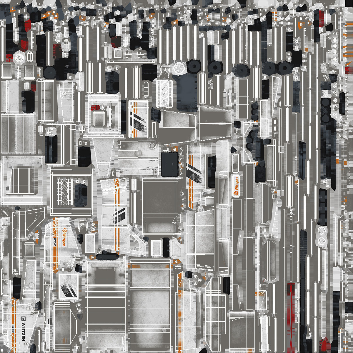 Dirty Asphalt Milling Machine Wirtgen 3D model_21