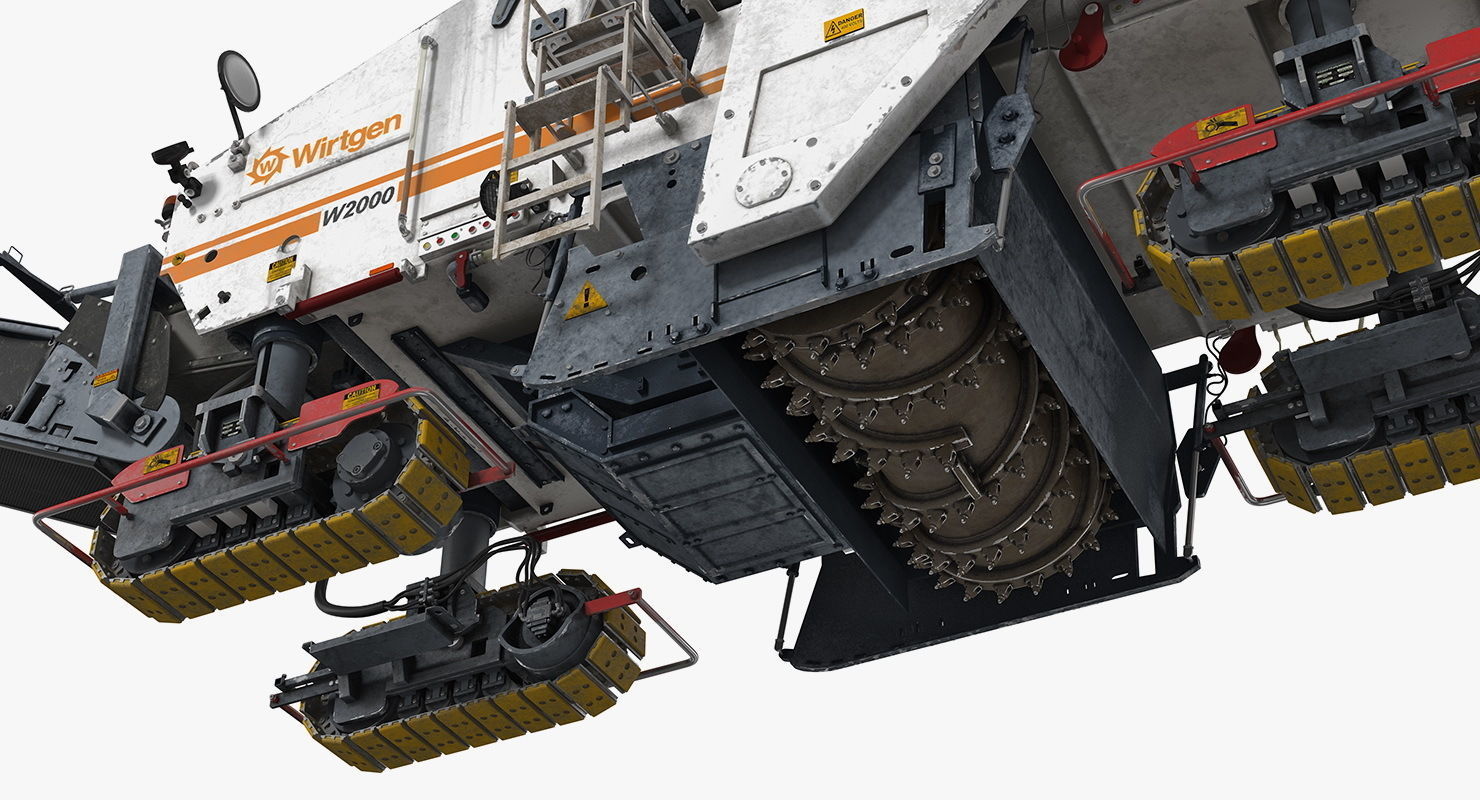 Dirty Asphalt Milling Machine Wirtgen 3D model_9