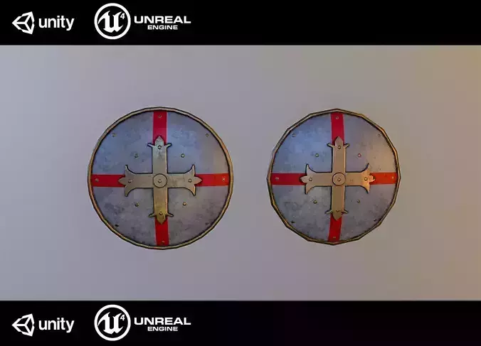 Medieval shield Low-poly 3D model