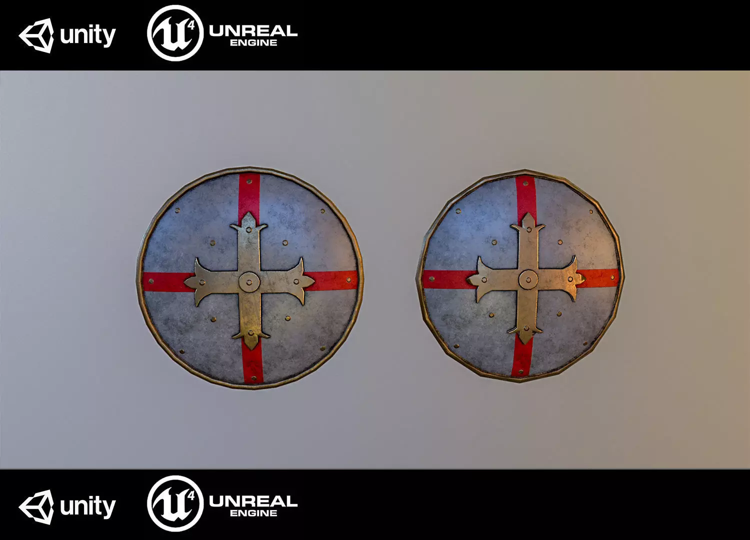 Medieval shield Low-poly 3D model_0