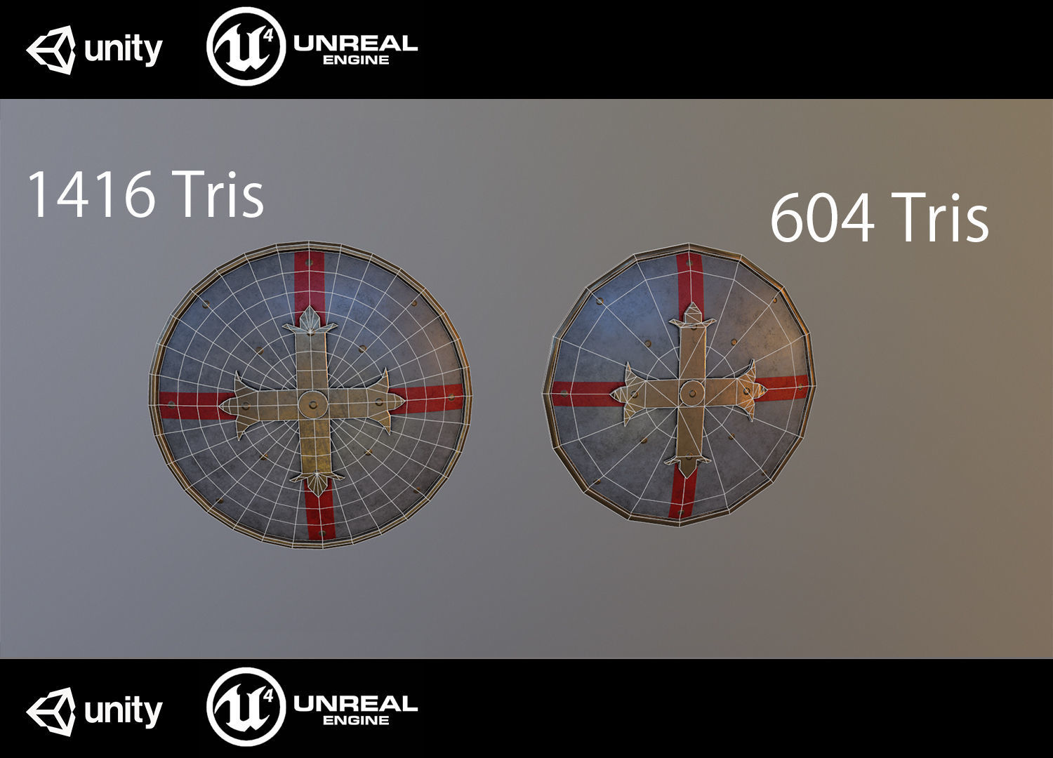 Medieval shield Low-poly 3D model_5