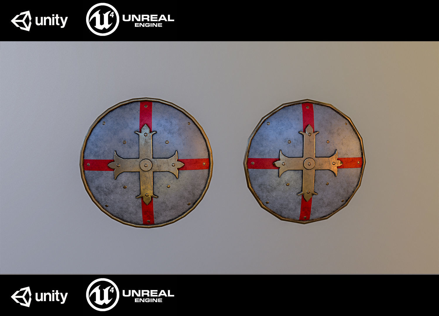 Medieval shield Low-poly 3D model_9