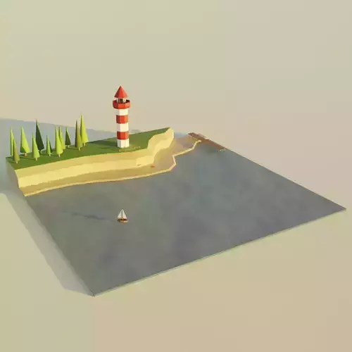 Low Poly Lighthouse and Beach