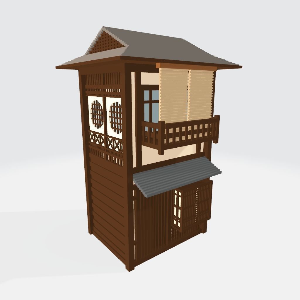 Voxel Japanese traditional village Pack Low-poly 3D model_5