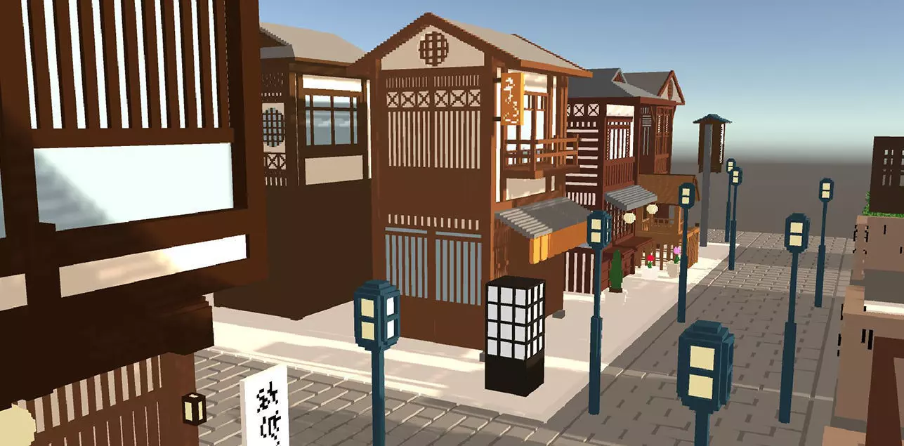 Voxel Japanese traditional village Pack Low-poly 3D model_0