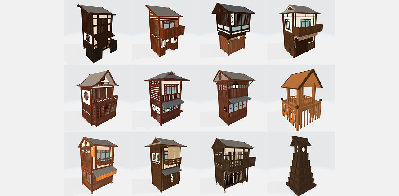 Voxel Japanese traditional village Pack Low-poly 3D model_3