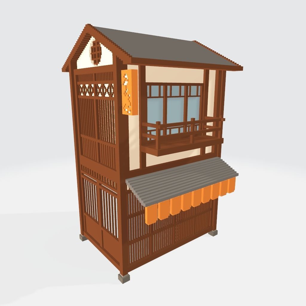 Voxel Japanese traditional village Pack Low-poly 3D model_6
