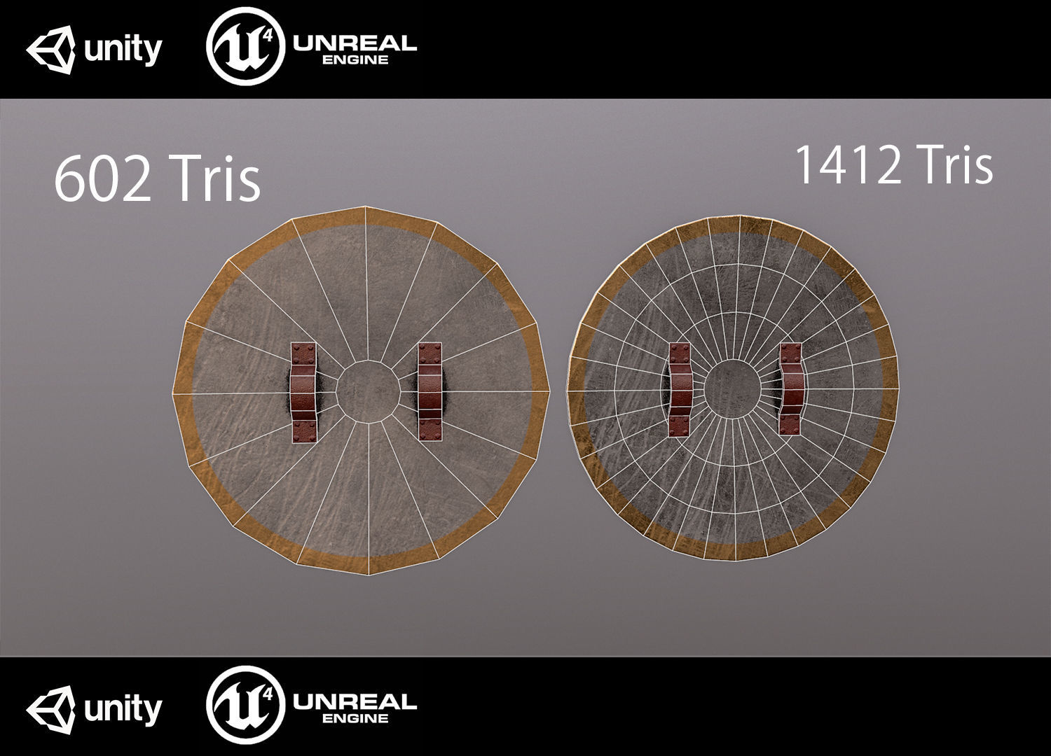 Medieval shield Low-poly 3D model_4