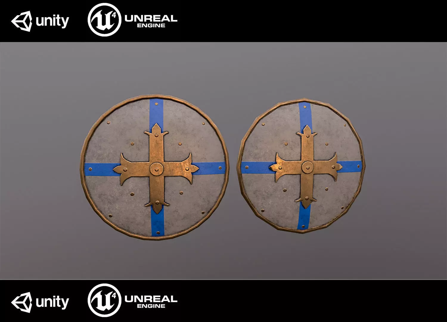 Medieval shield Low-poly 3D model_0