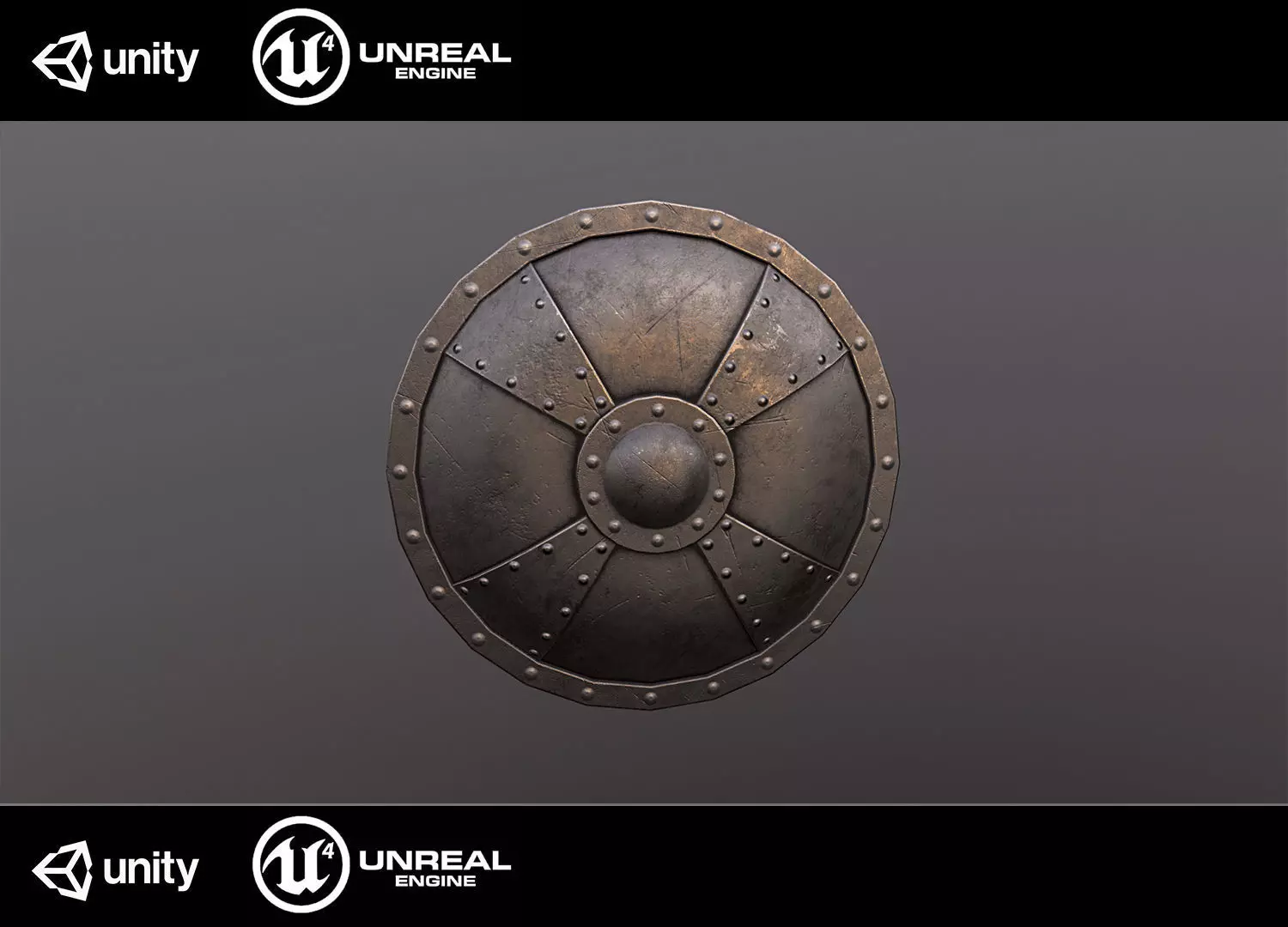 Medieval shield Low-poly 3D model_0