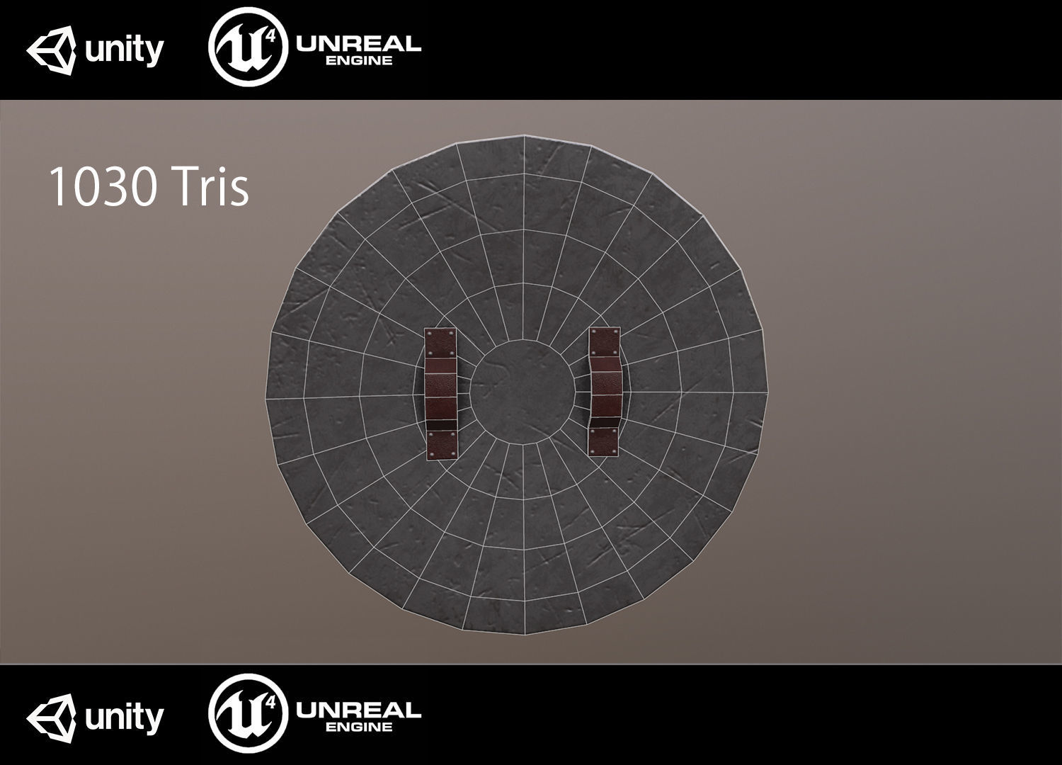 Medieval shield Low-poly 3D model_5