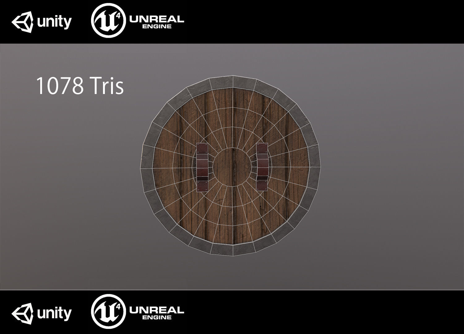 Medieval shield Low-poly 3D model_5