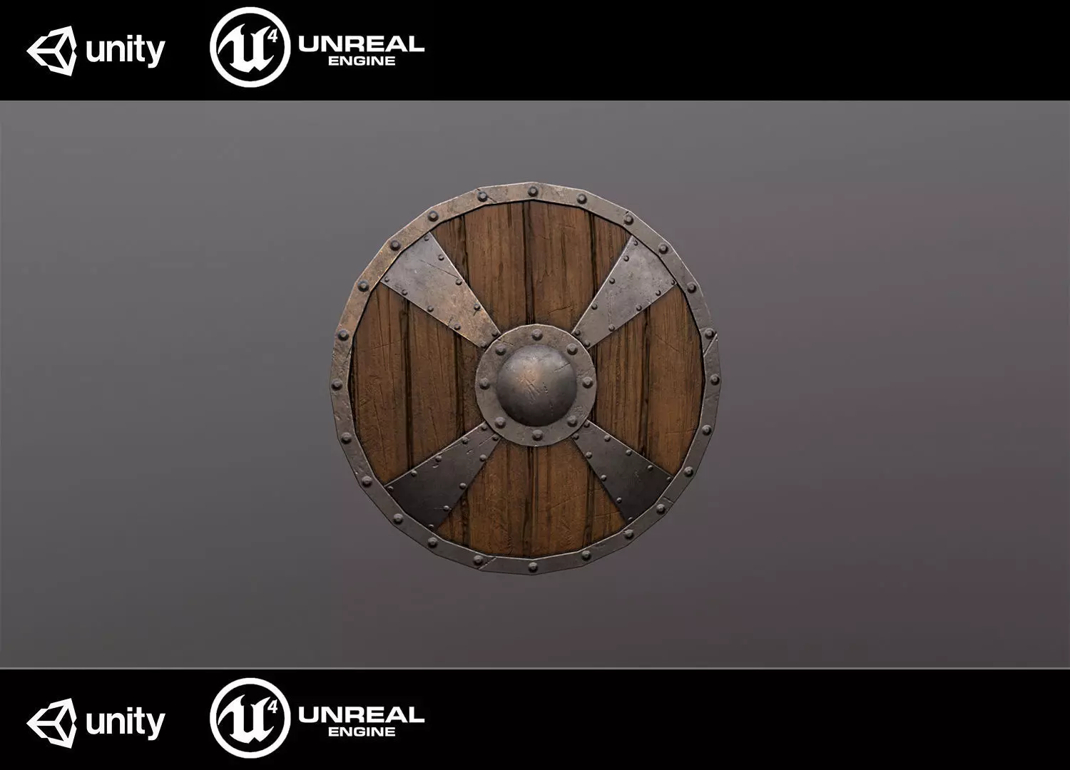 Medieval shield Low-poly 3D model_0