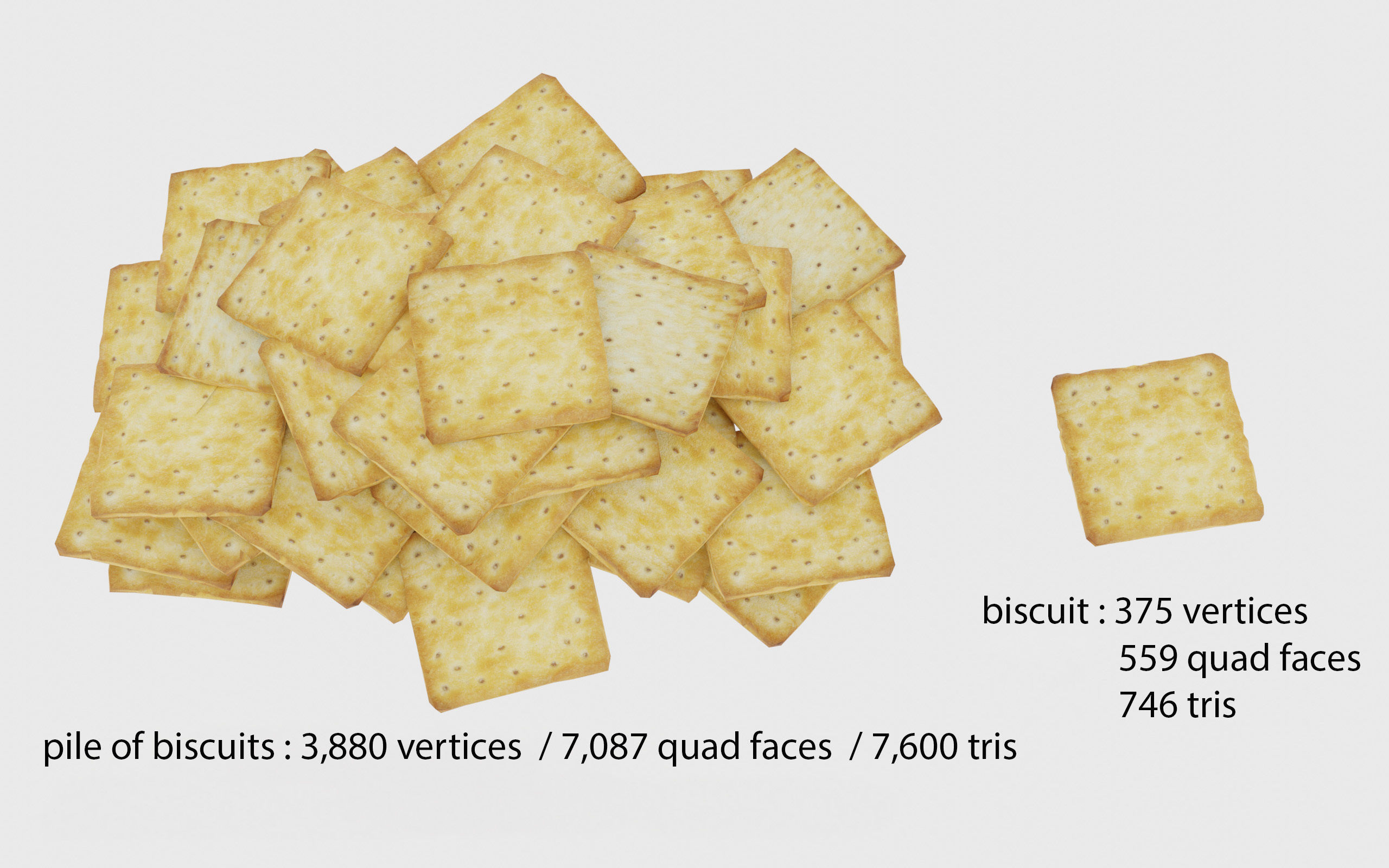 Biscuit cracker  realistic 3D model_1