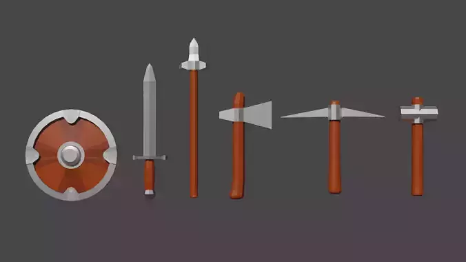 Lowpoly Assets set of medieval weapons