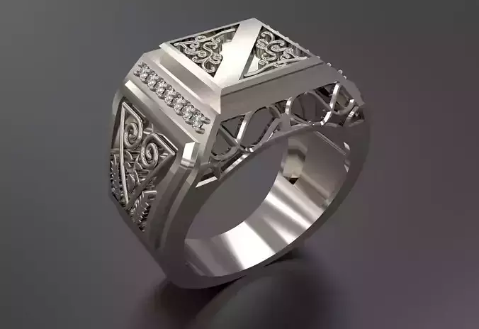 Men Ring with ornaments