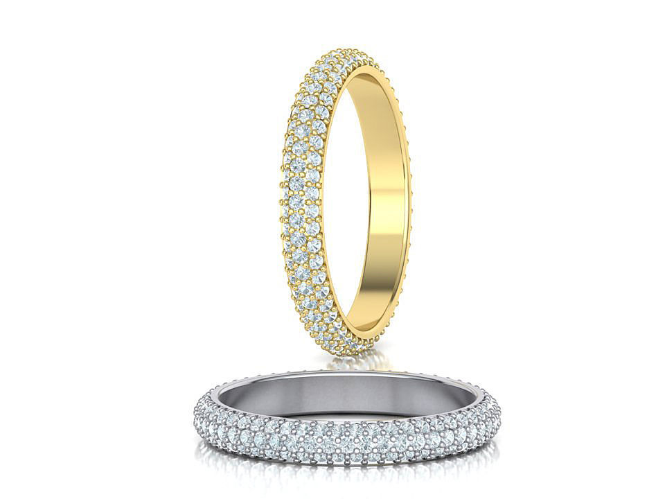 3 ROW DIAMOND WEDDING BAND 3dmodel 3D print model_1