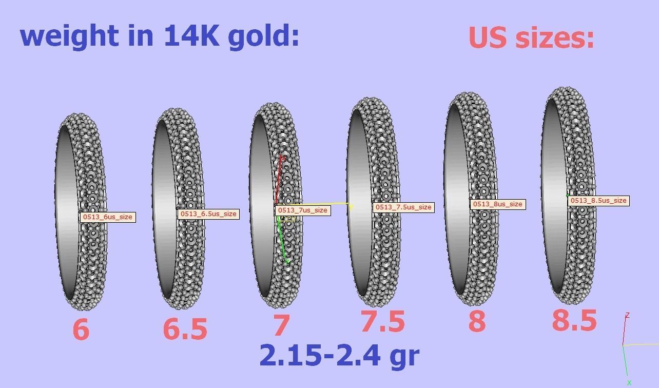 3 ROW DIAMOND WEDDING BAND 3dmodel 3D print model_12