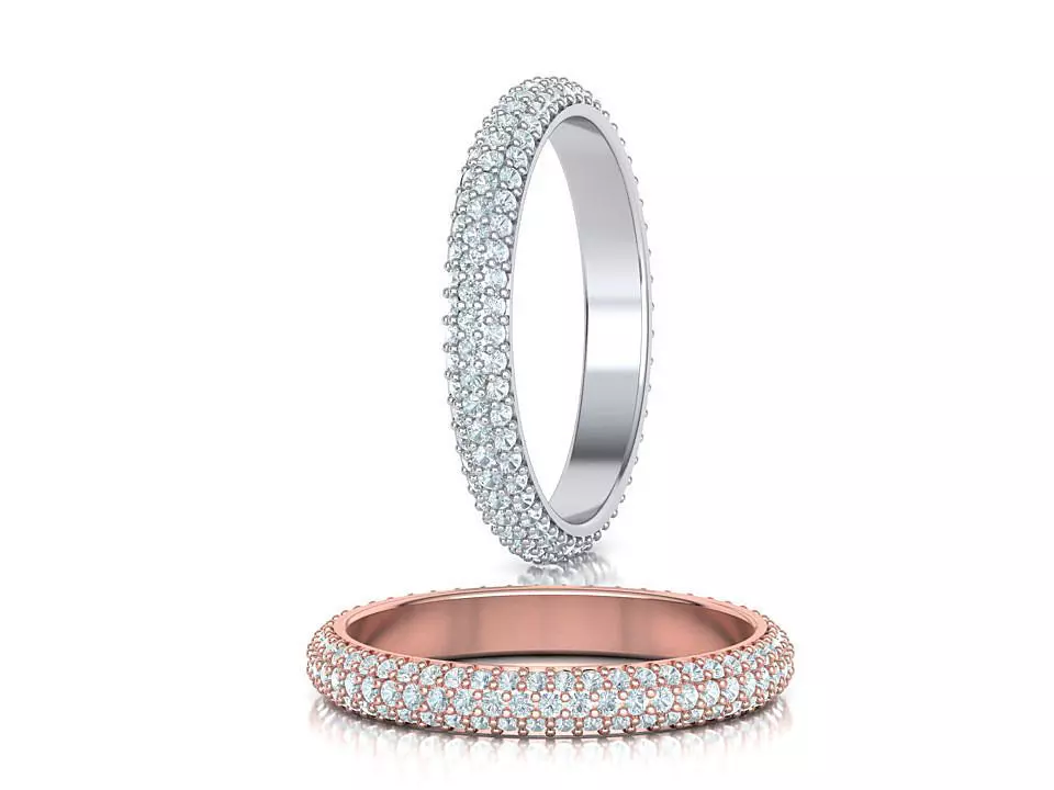 3 ROW DIAMOND WEDDING BAND 3dmodel 3D print model_0