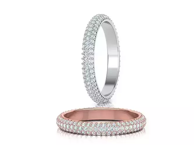 3 ROW DIAMOND WEDDING BAND 3dmodel 3D print model