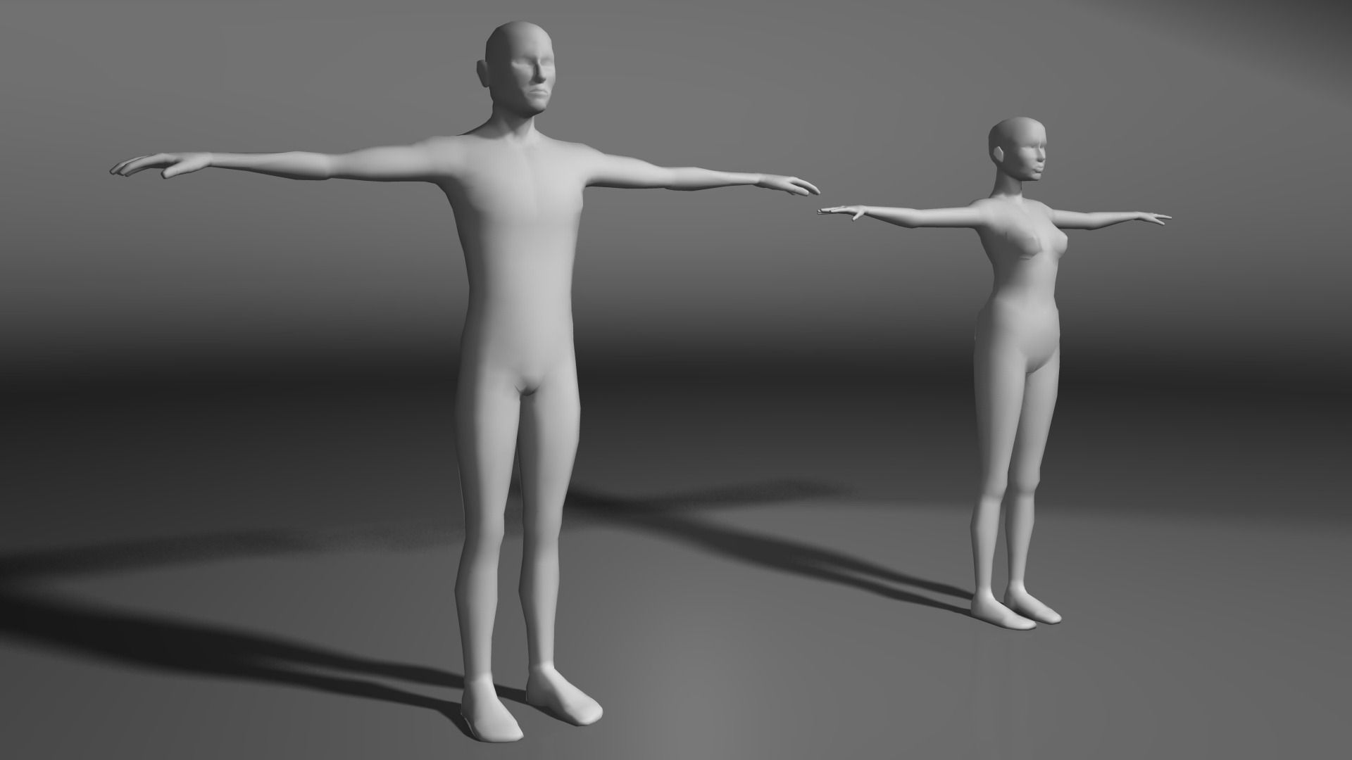 Base human meshes regular body type pack Free low-poly 3D model_2