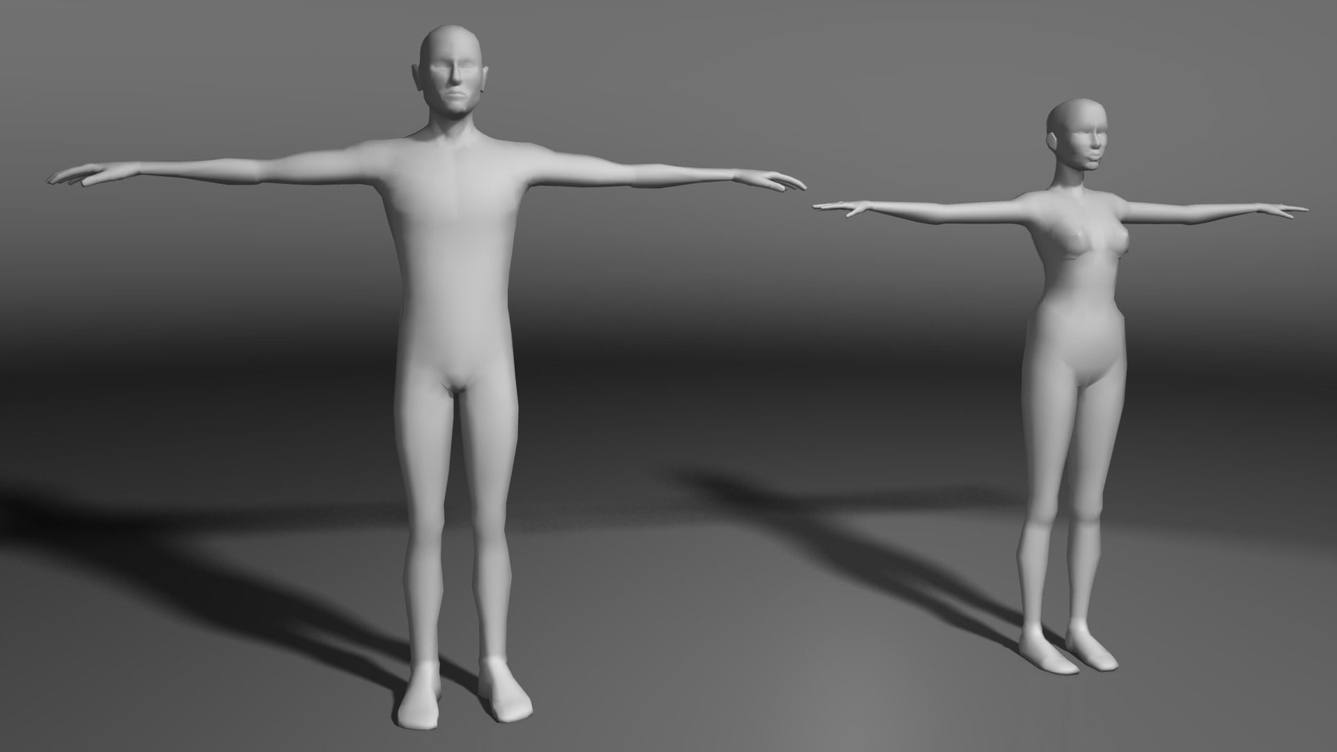 Base human meshes regular body type pack Free low-poly 3D model_1