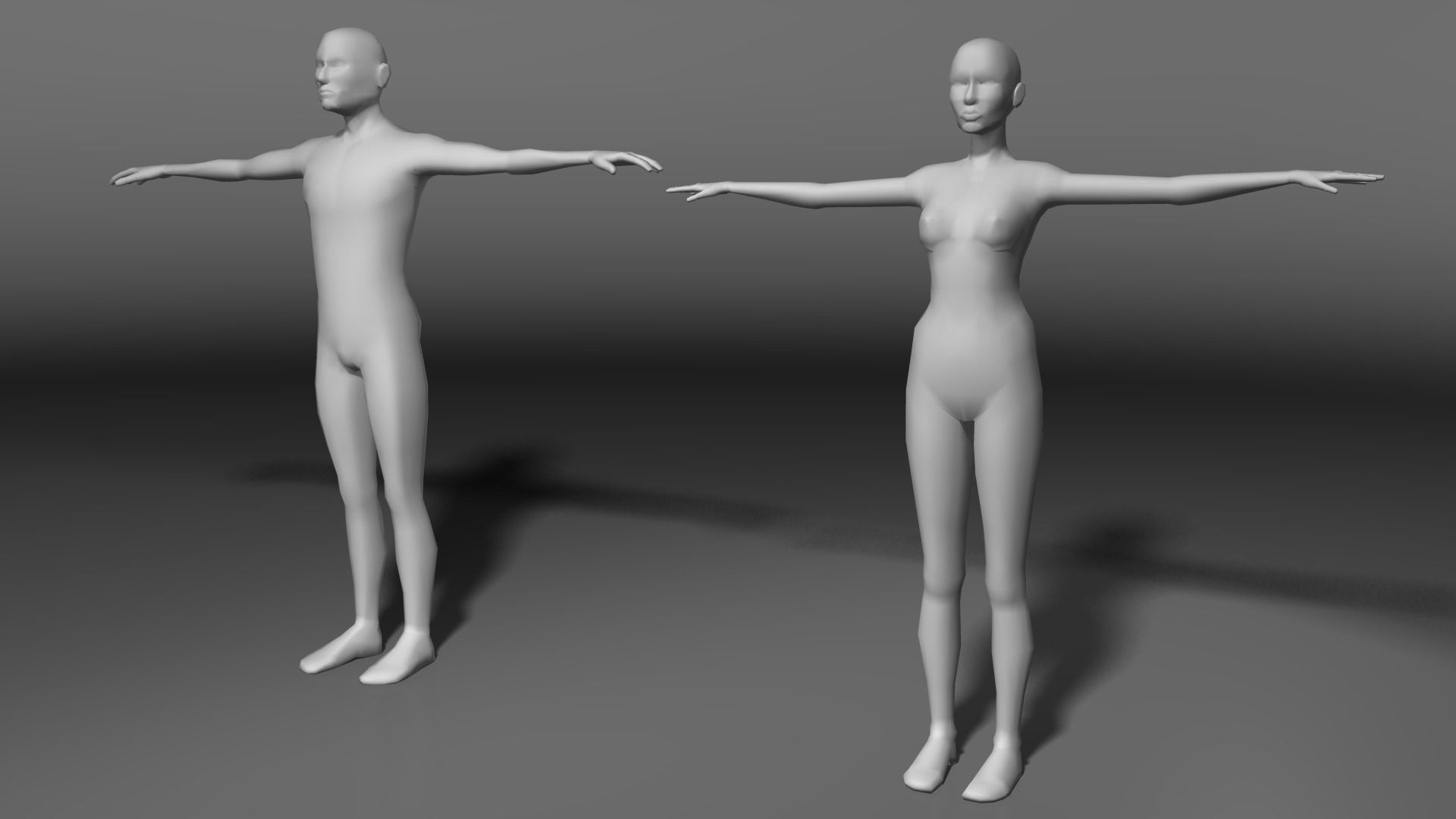 Base human meshes regular body type pack Free low-poly 3D model_0