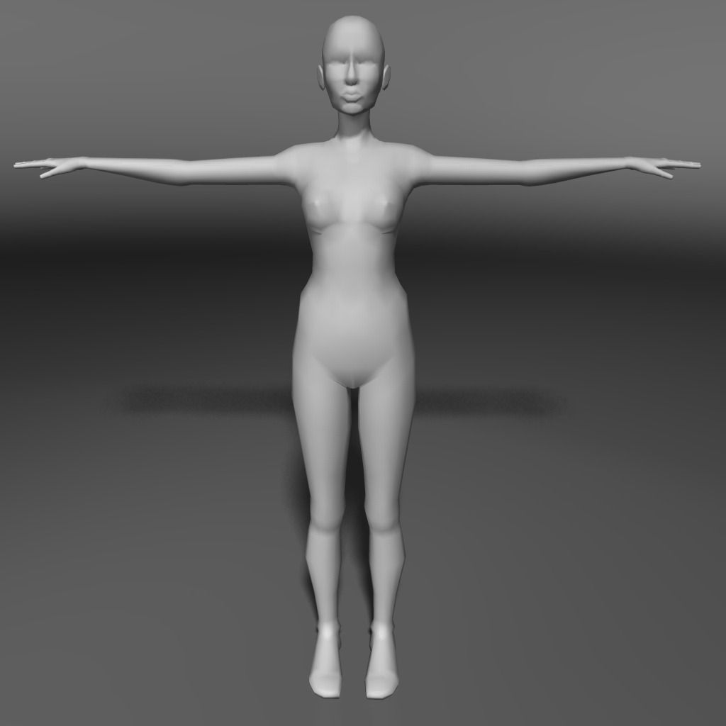 Base human meshes regular body type pack Free low-poly 3D model_5
