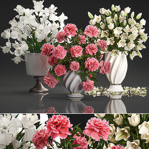 Bouquet of white flowers in a vase for decoration 110 3D model