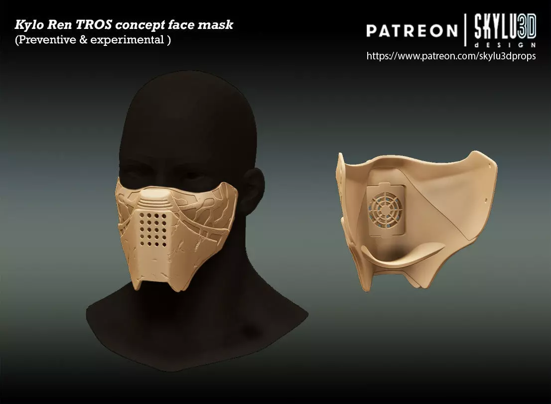 Kylo Ren Concept Face Mask - Preventive and Experimental 3D print model_0