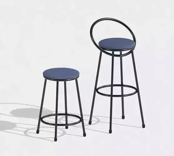 A pair of bar chairs blue and black