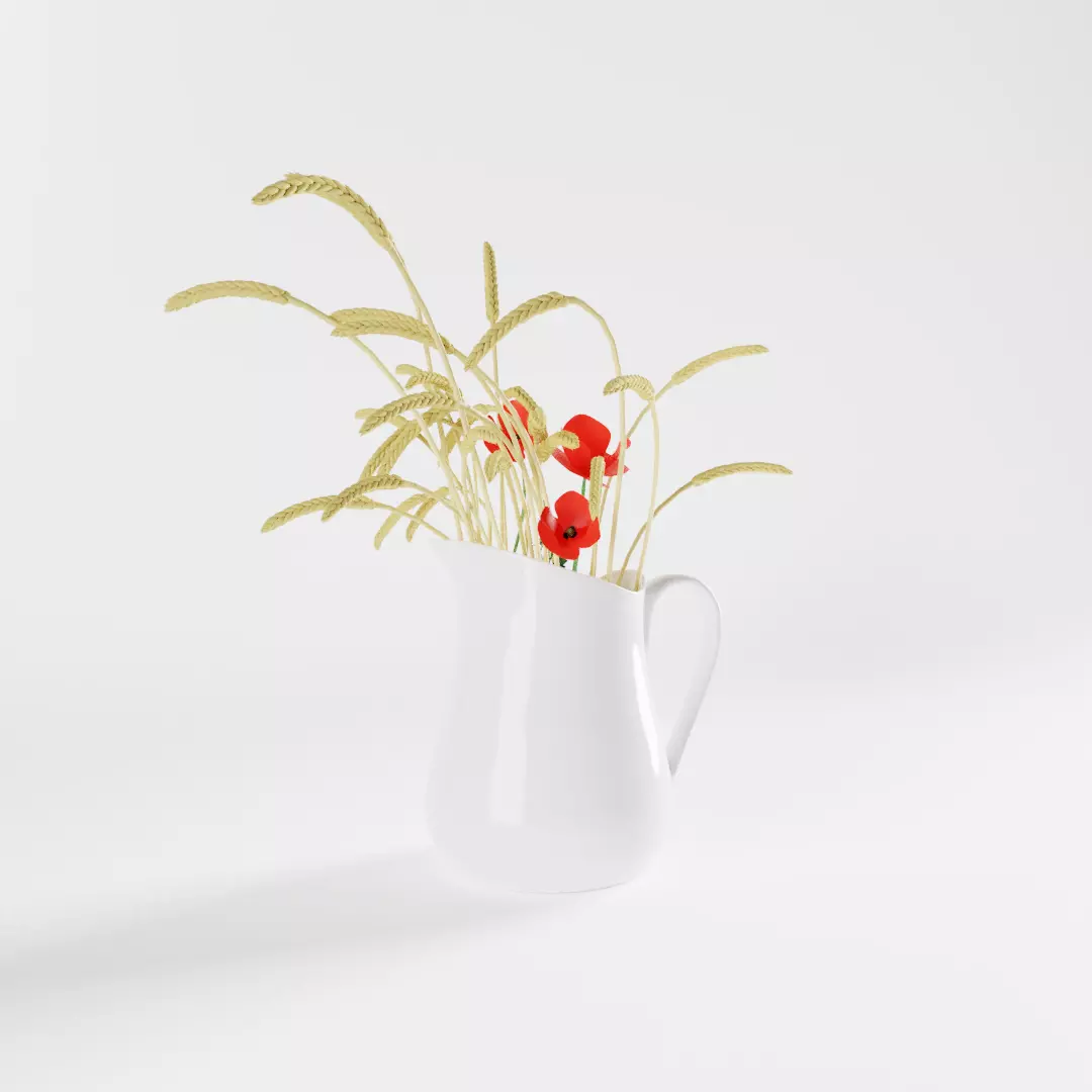 Pitcher with Ears and Poppies 3D model_0