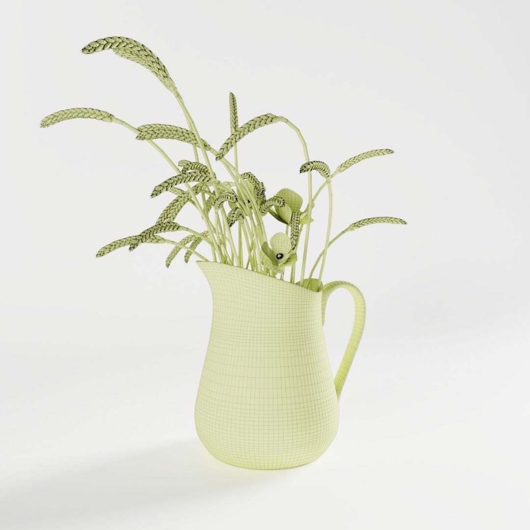 Pitcher with Ears and Poppies 3D model_5