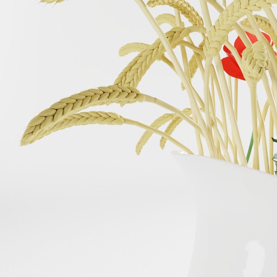 Pitcher with Ears and Poppies 3D model_3