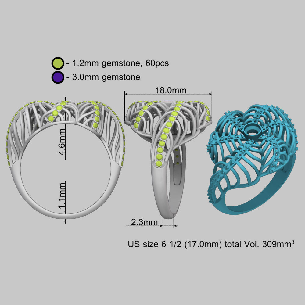 Seashell Beautiful Gold Ring 3D print model_25