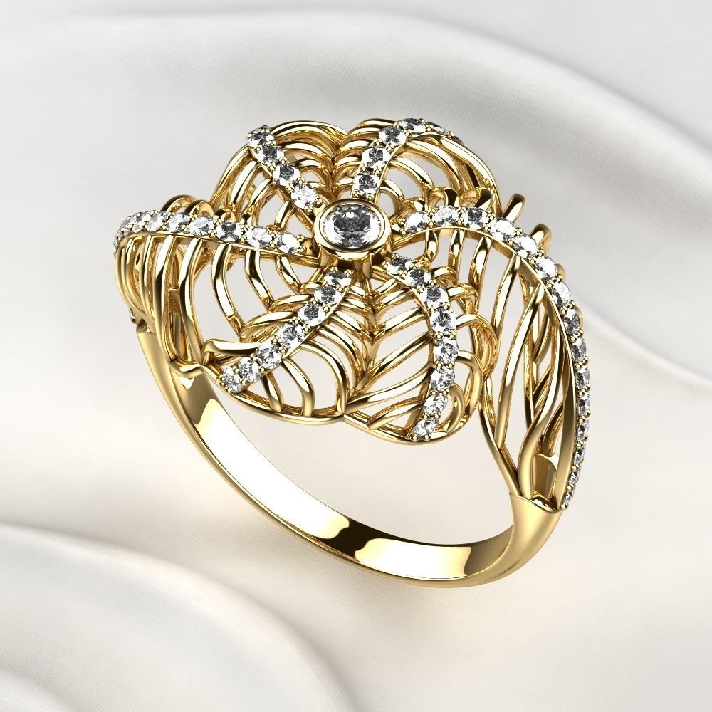 Seashell Beautiful Gold Ring 3D print model_1