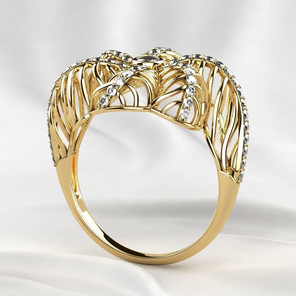 Seashell Beautiful Gold Ring 3D print model_13