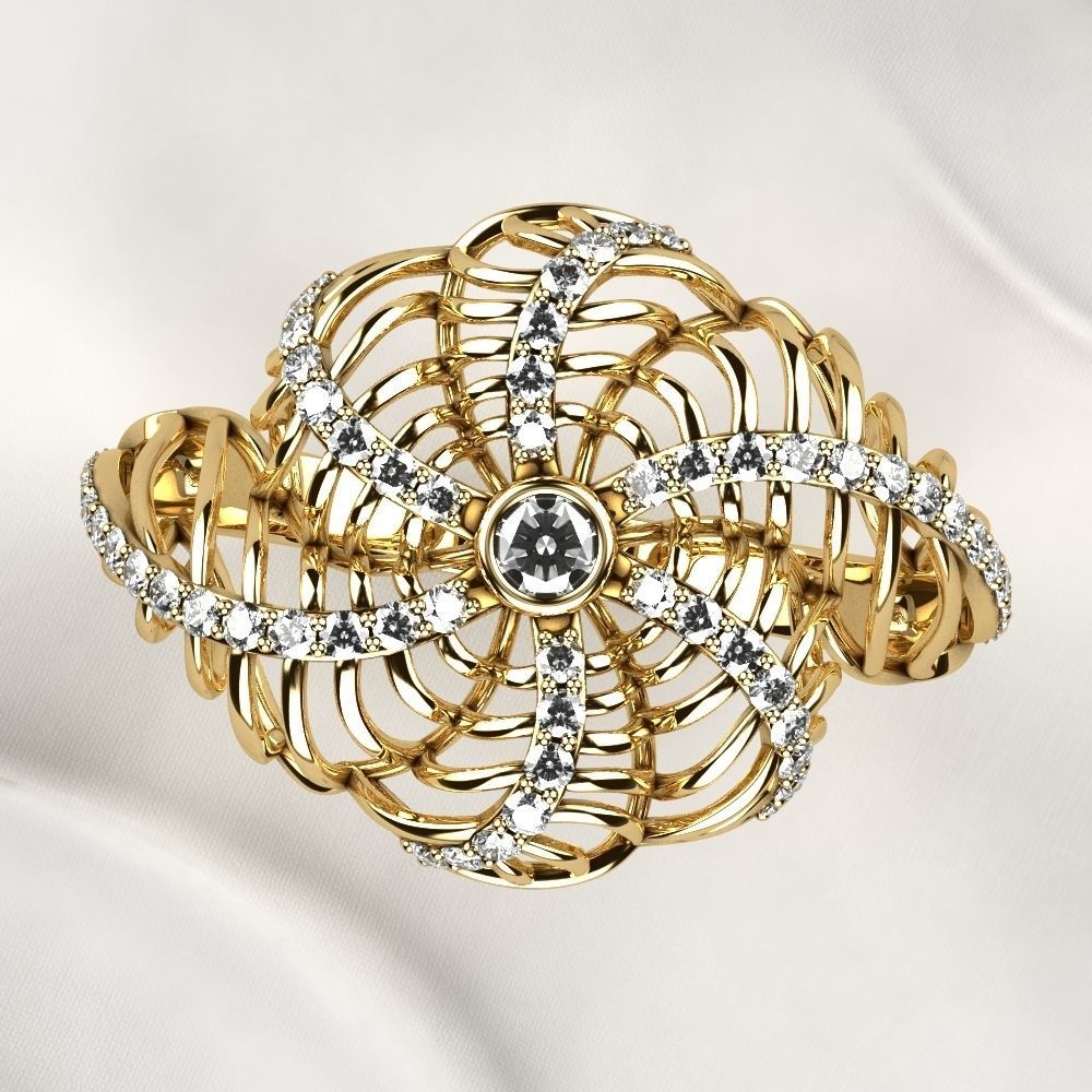 Seashell Beautiful Gold Ring 3D print model_11