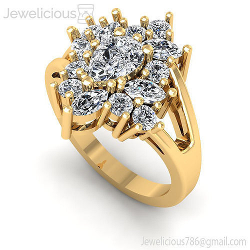 Jewelicious-2017-Ring diamond cluster ring in gold
