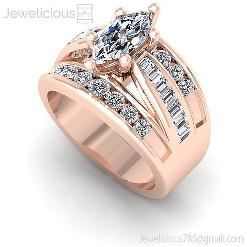 Jewelicious-2010-Ring rose gold engagement ring with marquise cut diamond