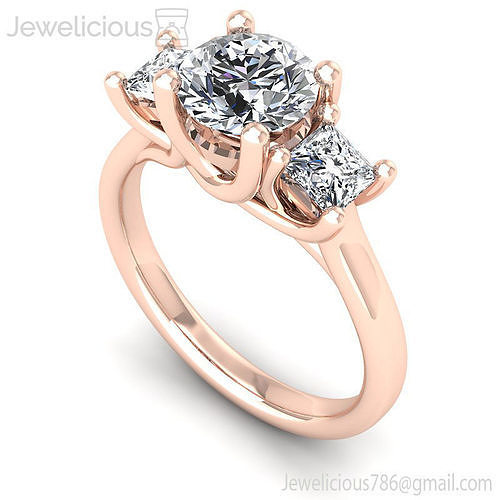 Jewelicious-1998-Ring three stone engagement ring in rose gold