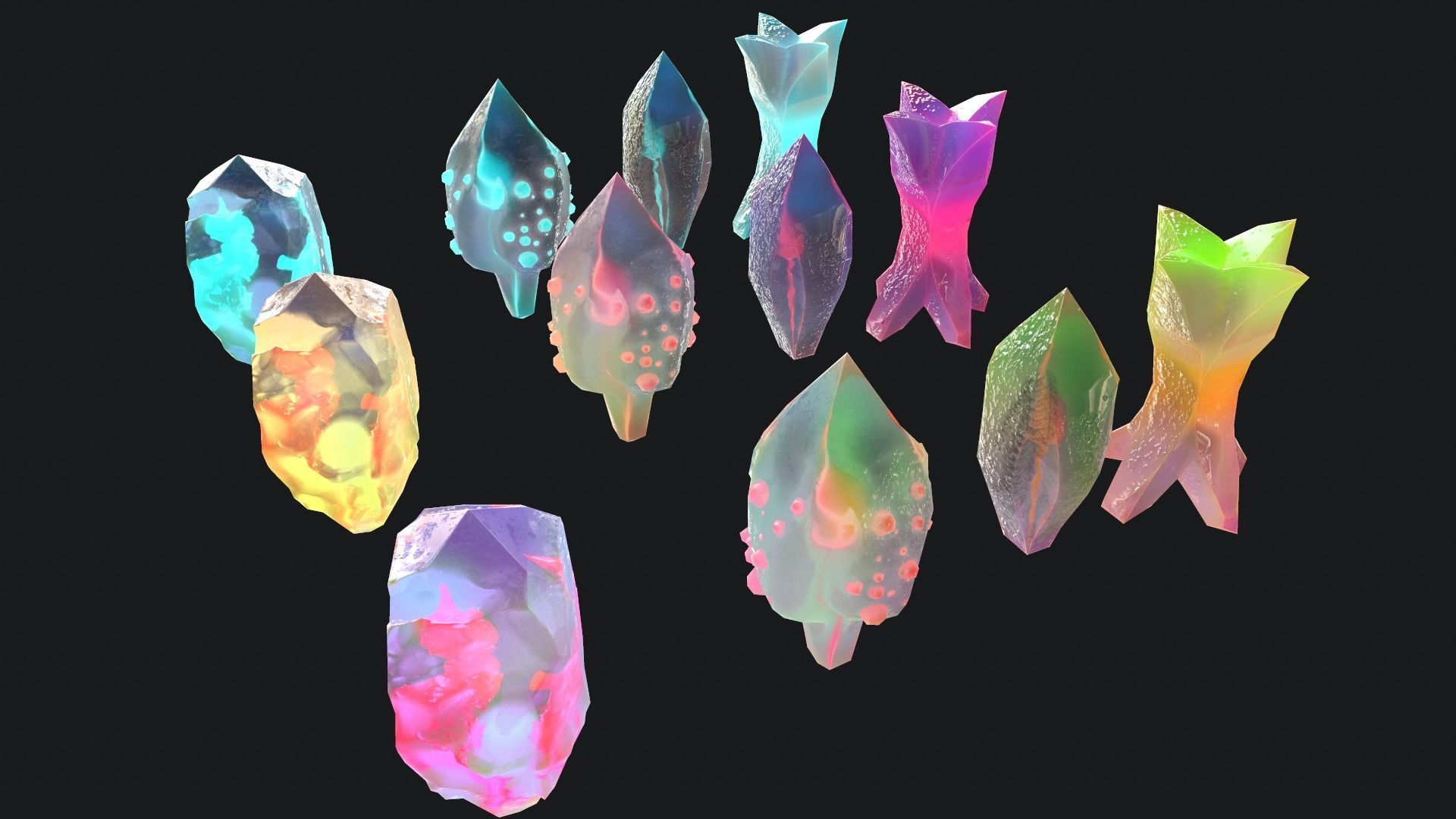 crystals for searching in the room glow in the dark Low-poly 3D model_5