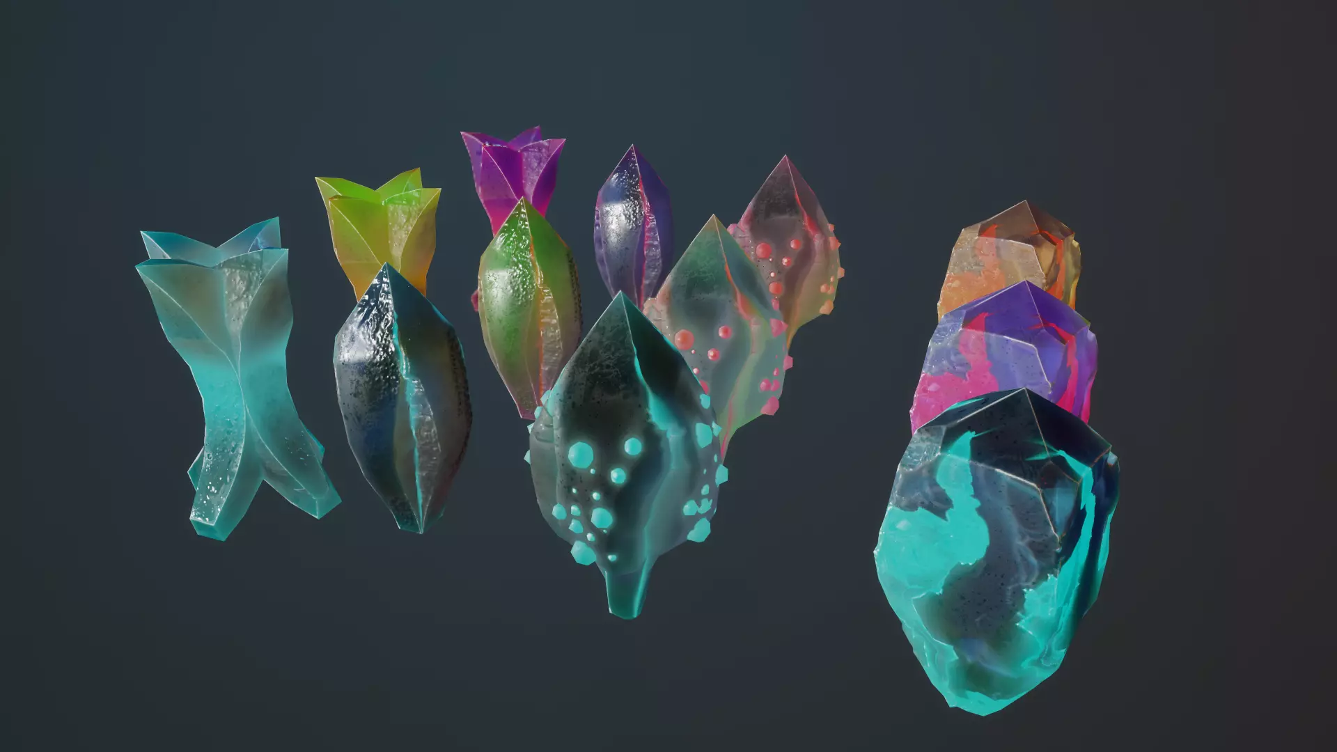 crystals for searching in the room glow in the dark Low-poly 3D model_0