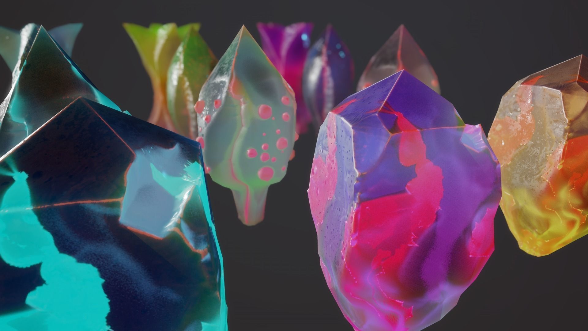 crystals for searching in the room glow in the dark Low-poly 3D model_3